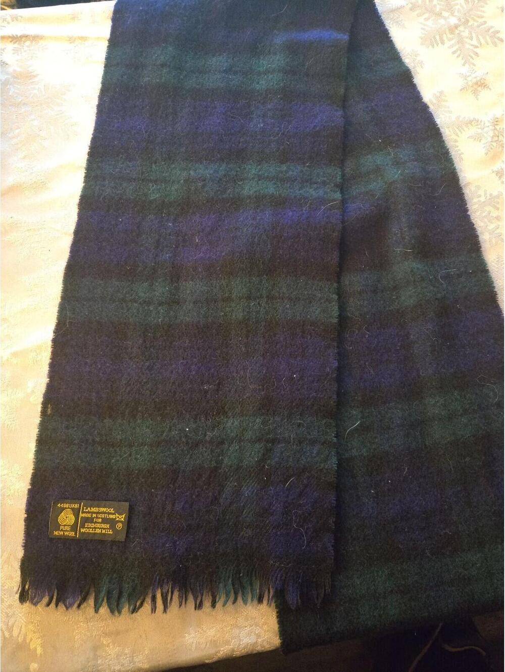 Vintage Edinburgh Woollen Mill Black Watch Tartan Lambswool Scarf - Picture 3 of 3